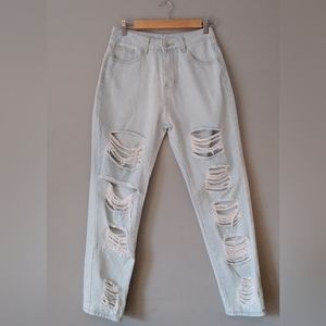 SHEIN Highrise Vintage Ripped Jeans